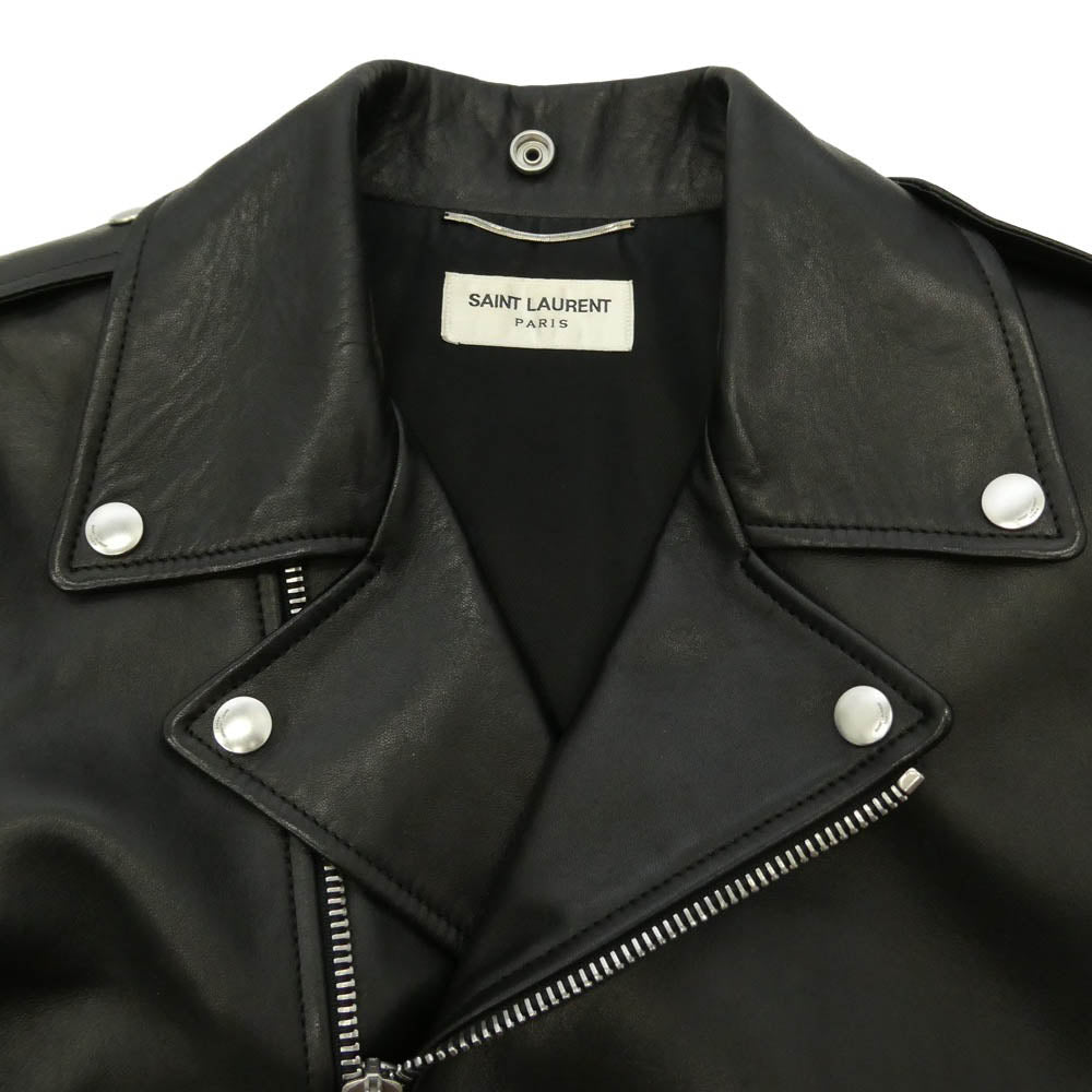 SAINT LAURENT サンローラン 397290 Y5YA1 国内正規品 エディ期 ラムレザー 羊革 L01 クラシック モーターサイクル ダブル ライダース レザー ジャケット ブラック系 44【中古】