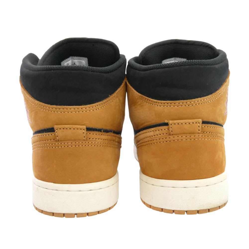NIKE ナイキ HV4091-002 AIR JORDAN 1 MID SE BLACK/FLAX-VARSITY RED-SAIL エアジョーダン1 ミッド SE ブラック フラックス バーシティレッド セイル スニーカー ブラック系 ライトブラウン系 28cm【中古】