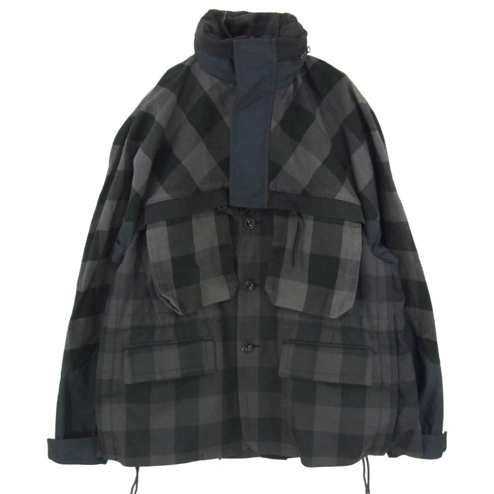 Sacai サカイ 22SS 22-02698M Buffalo Check Blouson バッファローチェック ブルゾン ジャケット ブラック系 2【中古】