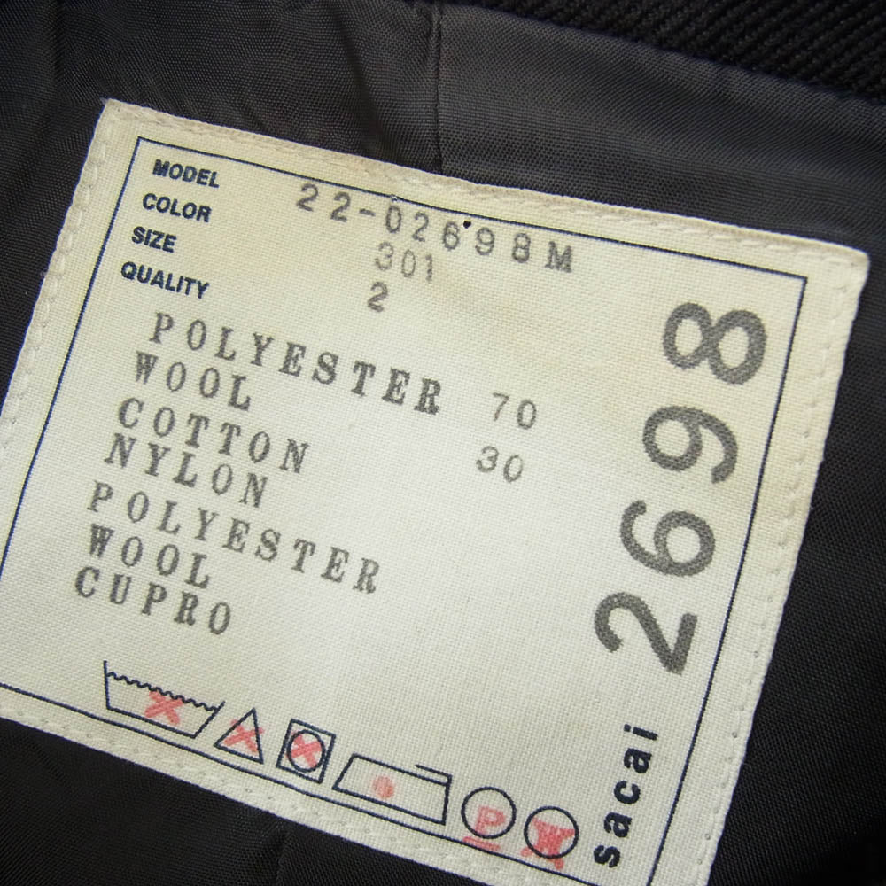 Sacai サカイ 22SS 22-02698M Buffalo Check Blouson バッファローチェック ブルゾン ジャケット ブラック系 2【中古】