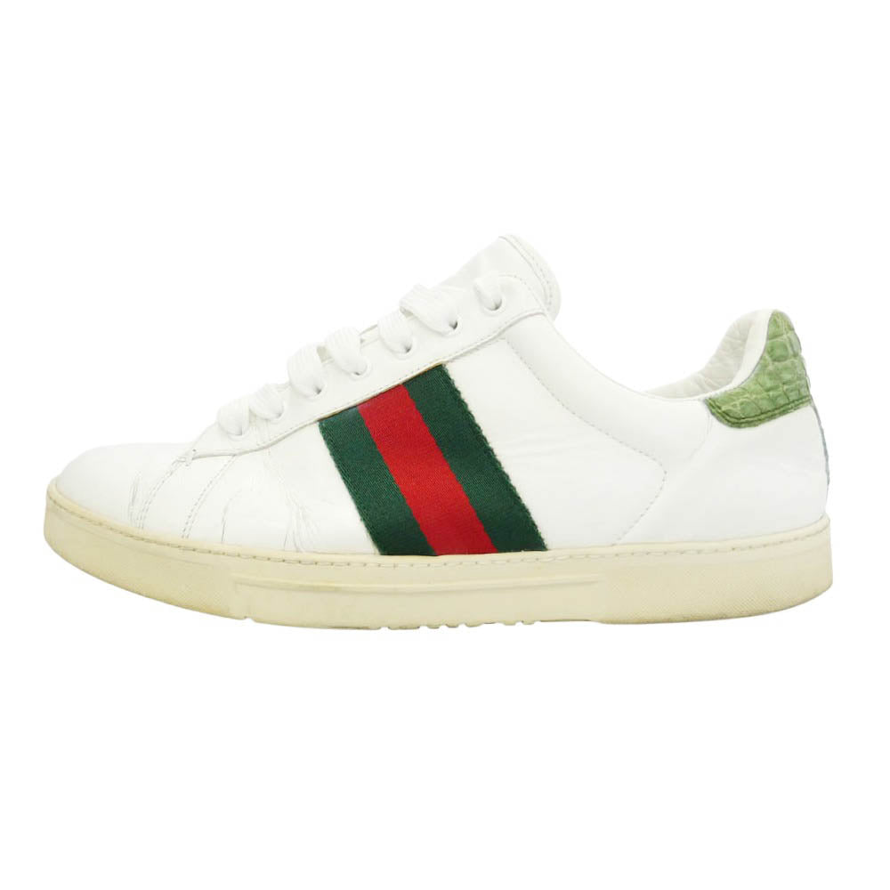 GUCCI グッチ 125375 シェリーライン レザー ローカットスニーカー ホワイト系 42【中古】