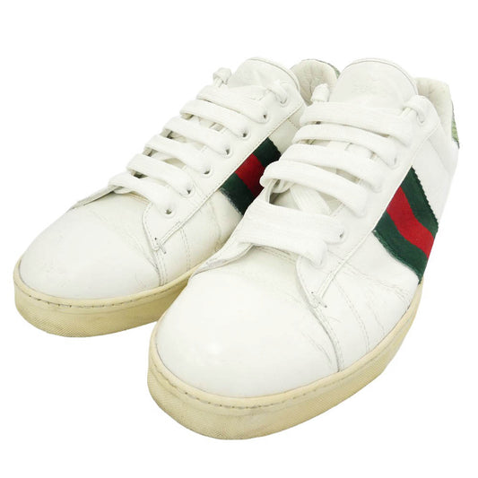 GUCCI グッチ 125375 シェリーライン レザー ローカットスニーカー ホワイト系 42【中古】
