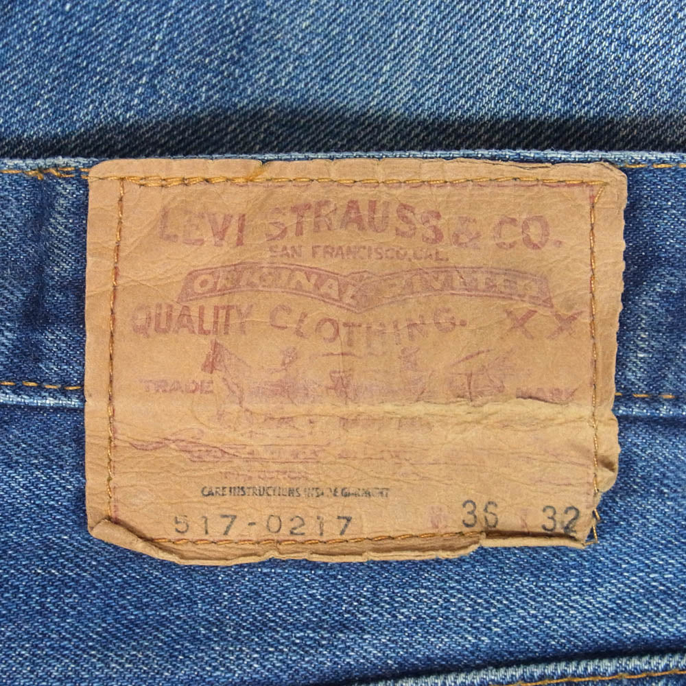 Levi's リーバイス Vintage 517-0217 ヴィンテージ 70s 80s ボタン裏2 66前期 42TALON BIGE ブーツカット デニム パンツ ジーンズ インディゴブルー系 36【中古】