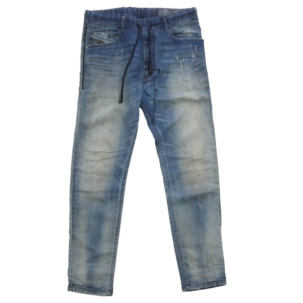 DIESEL ディーゼル NARROT-NE ダメージ加工 ストレッチ スキニー ジョグジーンズ デニム スウェットパンツ インディゴブルー系 28【中古】
