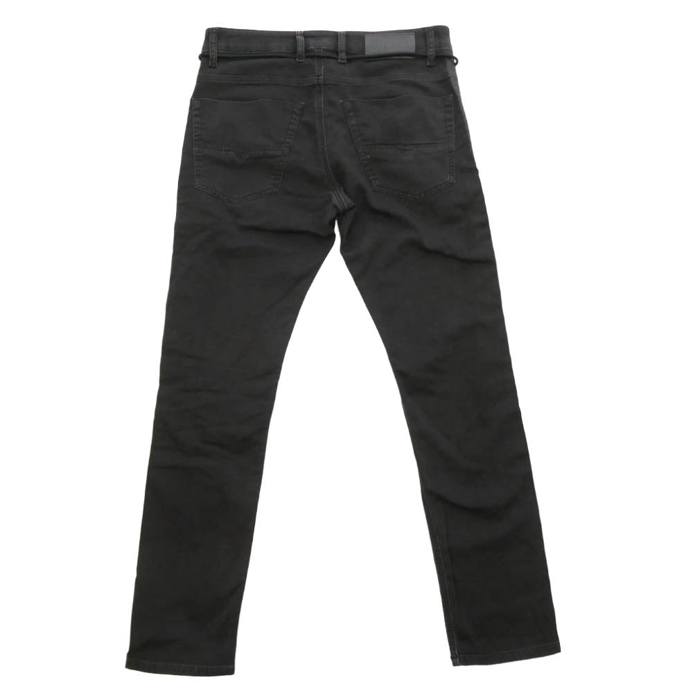 DIESEL ディーゼル KROOLEY-X-SP1-NE サイドライン ストレッチ スキニー ジョグジーンズ デニム パンツ ブラック系 30【中古】