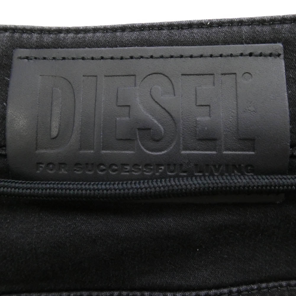 DIESEL ディーゼル KROOLEY-X-SP1-NE サイドライン ストレッチ スキニー ジョグジーンズ デニム パンツ ブラック系 30【中古】