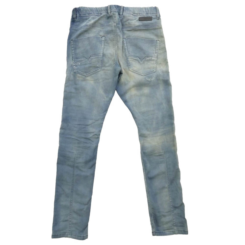 DIESEL ディーゼル KROOLEY-NE ダメージ加工 ストレッチ スキニー ジョグジーンズ デニム パンツ インディゴブルー系 30【中古】