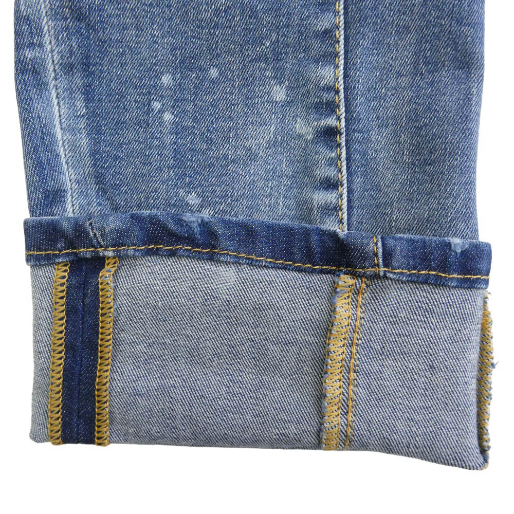 DSQUARED2 ディースクエアード 22AW S74LB1179 S30789 TIDY BIKER JEAN HAVE A DAN タイディ バイカー ブリーチ加工 ロゴパッチ スキニー スリム テーパード デニム パンツ ジーンズ インディゴブルー系 48【中古】