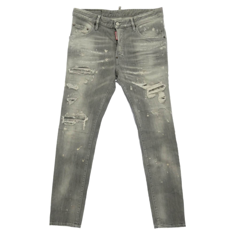 DSQUARED2 ディースクエアード 21AW S71LB0975 S30260 Skater Jean スケーター ダメージ加工 スキニー スリム テーパード デニム パンツ ジーンズ ライトグレー系 48【中古】