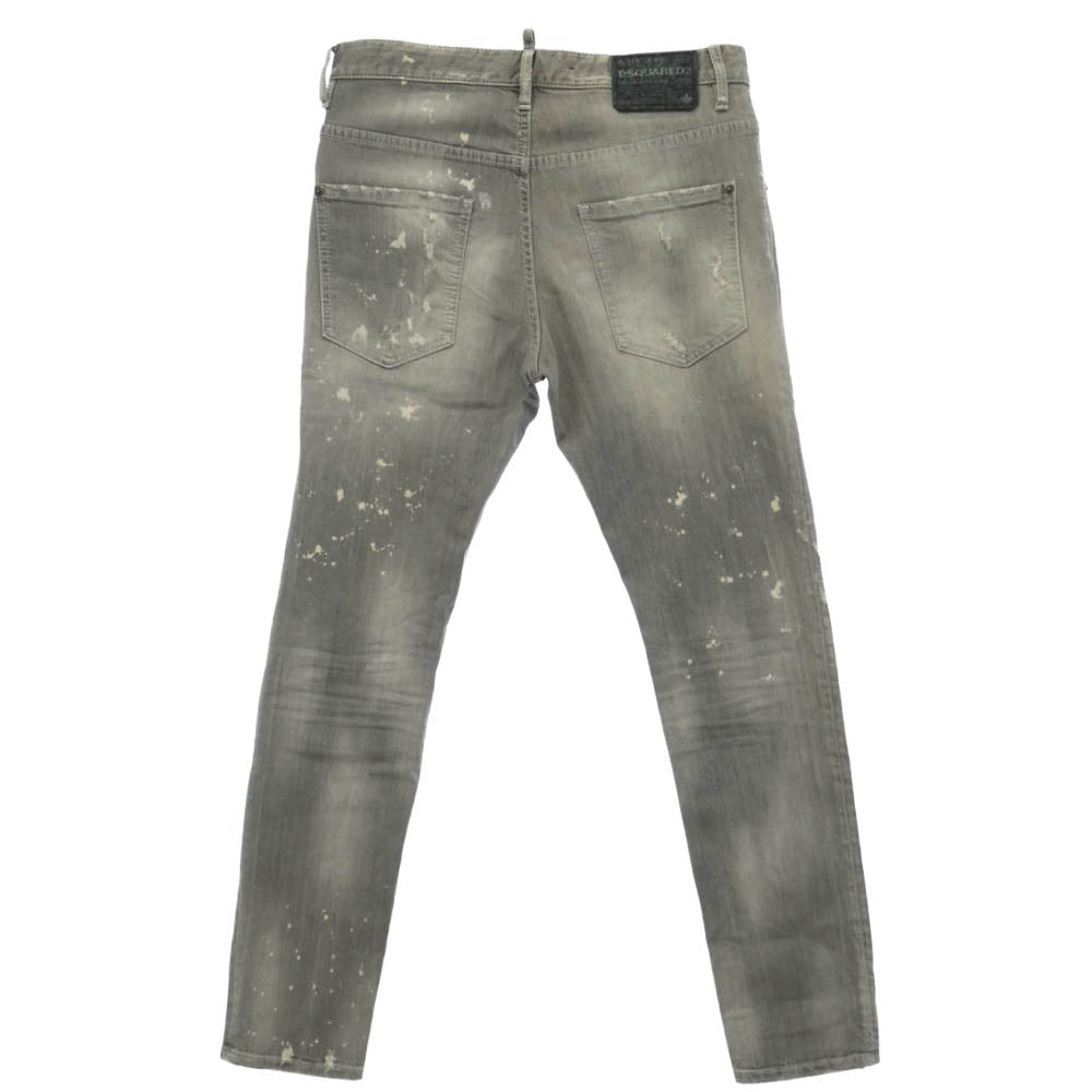 DSQUARED2 ディースクエアード 21AW S71LB0975 S30260 Skater Jean スケーター ダメージ加工 スキニー スリム テーパード デニム パンツ ジーンズ ライトグレー系 48【中古】