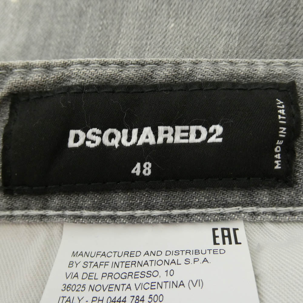 DSQUARED2 ディースクエアード 21AW S71LB0975 S30260 Skater Jean スケーター ダメージ加工 スキニー スリム テーパード デニム パンツ ジーンズ ライトグレー系 48【中古】