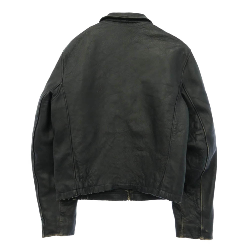 ヴィンテージ フランス軍 レザー ジップアップ フライトジャケット パイロットジャケット ブラック系【中古】
