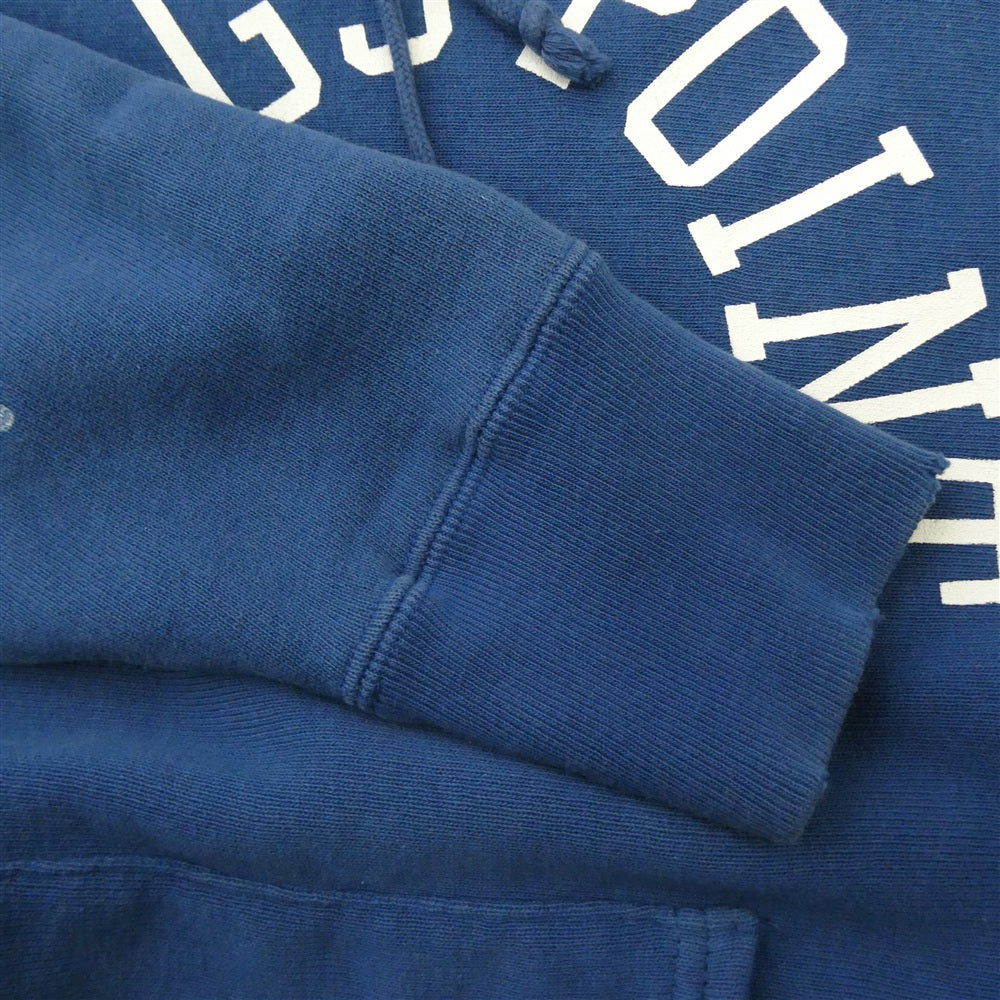 Champion チャンピオン REVERSE WEAVE KINGS POINT 70s復刻 リバースウィーブ プリント ユーズド加工 プルオーバー パーカー フーディー ブルー系 L【中古】