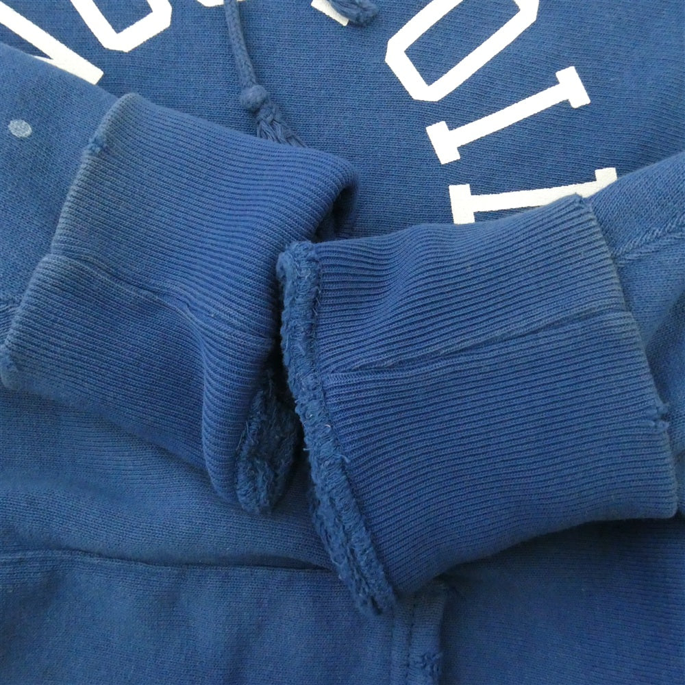Champion チャンピオン REVERSE WEAVE KINGS POINT 70s復刻 リバースウィーブ プリント ユーズド加工 プルオーバー パーカー フーディー ブルー系 L【中古】