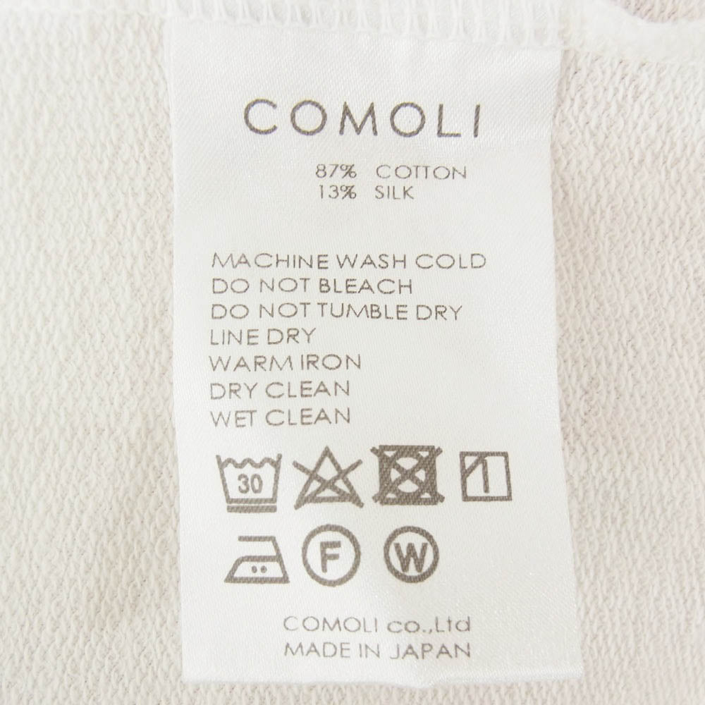 COMOLI コモリ 22AW W03-05008 コットン シルク クルーネック ラグラン 長袖 Tシャツ オフホワイト系 2【中古】