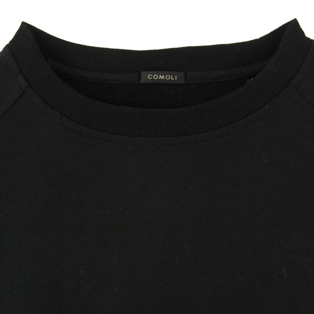 COMOLI コモリ 18AW N03-05009 クルーネック インレイ起毛 長袖 ラグラン スウェット トレーナー ブラック系 1【中古】