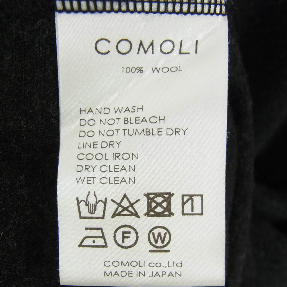 COMOLI コモリ 20AW S03-05006 ウール 天竺 長袖 ロングスリーブ タートルネック 薄手 ニット チャコール系 1【中古】