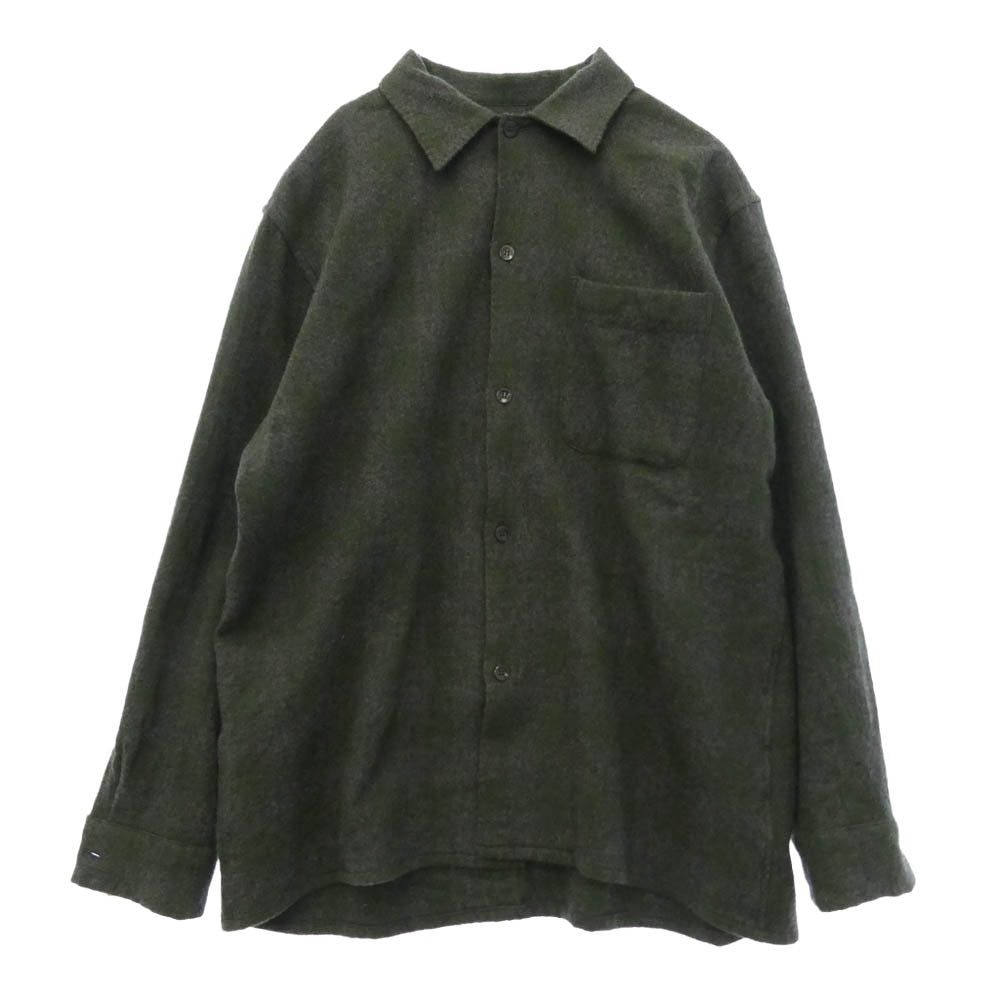 COMOLI コモリ 20AW S03-02008 カシミヤ混ウール チェック オープンカラー シャツ グレー系 1【中古】