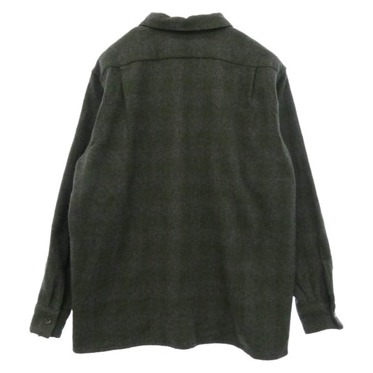 COMOLI コモリ 20AW S03-02008 カシミヤ混ウール チェック オープンカラー シャツ グレー系 1【中古】