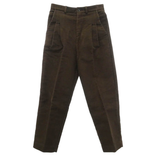 FRANK LEDER フランクリーダー 0423085 DEUTSCHLEDER ジャーマンレザー 2タック ツータック パンツ ブラウン系 XS【中古】