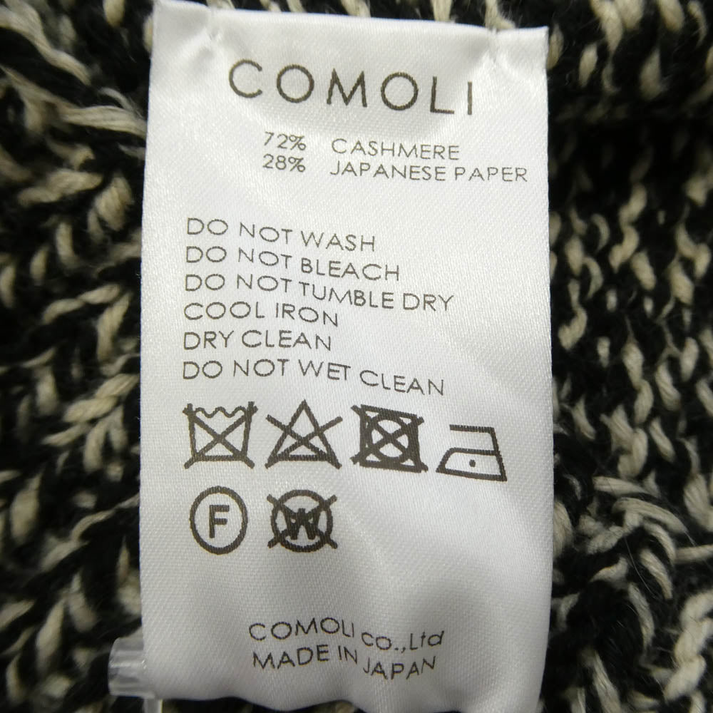 COMOLI コモリ 21AW U03-06009 カシミヤ和紙 タートルネック ニット ブラック系【中古】