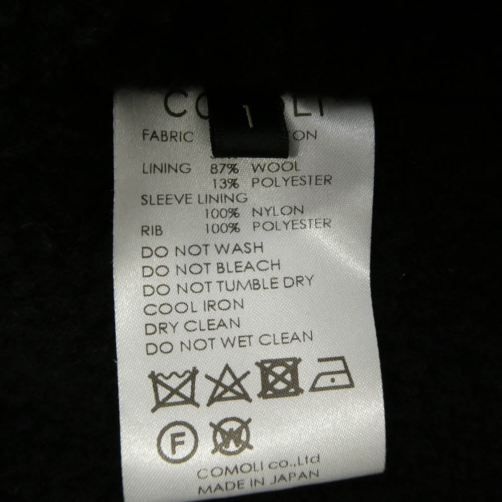COMOLI コモリ 22AW W03-04003 コットンシルク 裏フリース トラックジャケット ブラック系 1【中古】