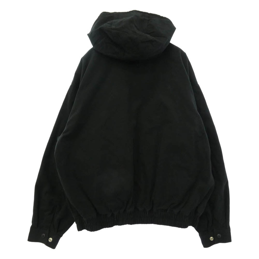 Supreme シュプリーム 23AW Leather Collar Utility Jacket 襟レザー フード着脱可能 レザーカラー ユーティリティ ジャケット ブラック系 L【中古】