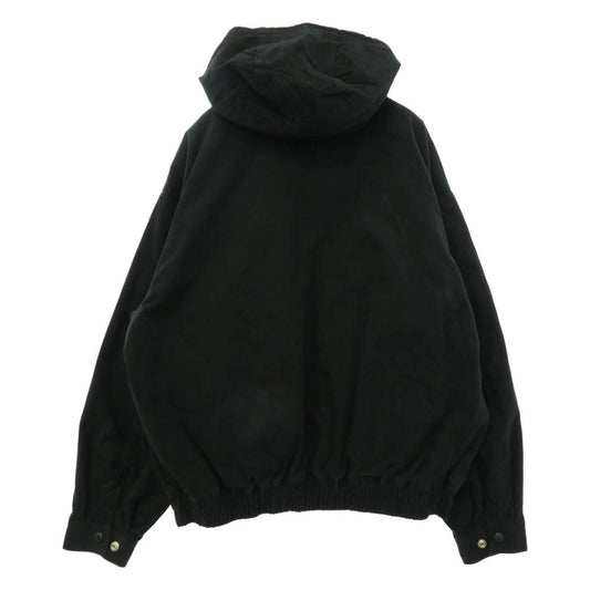 Supreme シュプリーム 23AW Leather Collar Utility Jacket 襟レザー フード着脱可能 レザーカラー ユーティリティ ジャケット ブラック系 L【中古】