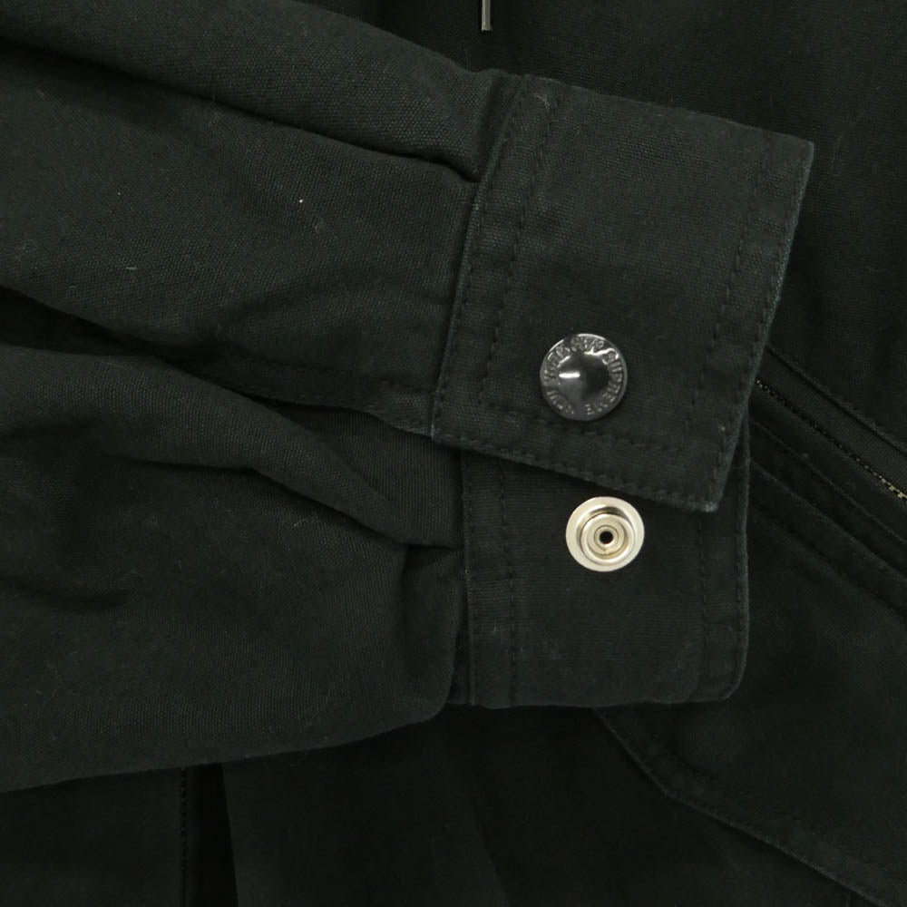 Supreme シュプリーム 23AW Leather Collar Utility Jacket 襟レザー フード着脱可能 レザーカラー ユーティリティ ジャケット ブラック系 L【中古】