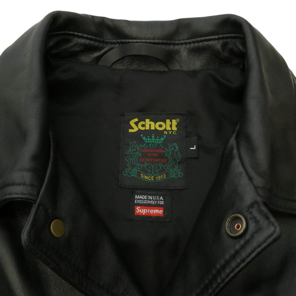 Supreme シュプリーム schott ショット 22SS x Schott ショット Leather Work Jacket レザー ワーク ジャケット ブラック系 L【美品】【中古】