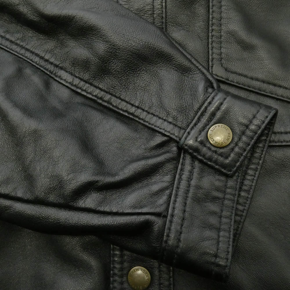 Supreme シュプリーム schott ショット 22SS x Schott ショット Leather Work Jacket レザー ワーク ジャケット ブラック系 L【美品】【中古】