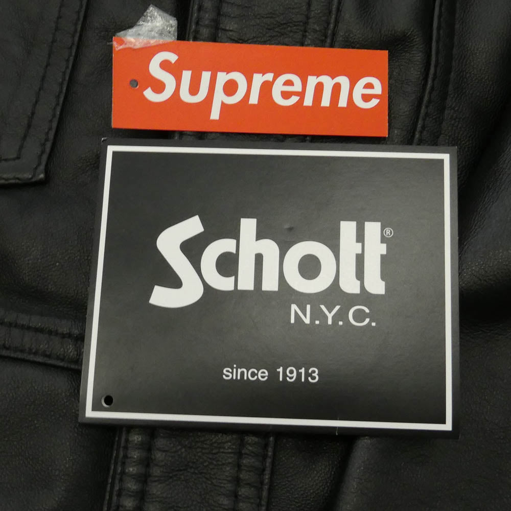 Supreme シュプリーム schott ショット 22SS x Schott ショット Leather Work Jacket レザー ワーク ジャケット ブラック系 L【美品】【中古】