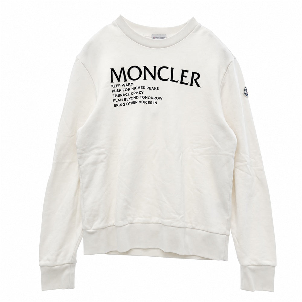 MONCLER モンクレール 21AW G20918G00048 MAGLIA GIROCOLLO フロント ロゴ クルーネック スウェット トレーナー ベージュ系 S【中古】