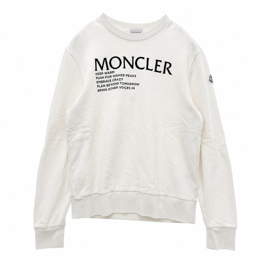 MONCLER モンクレール 21AW G20918G00048 MAGLIA GIROCOLLO フロント ロゴ クルーネック スウェット トレーナー ベージュ系 S【中古】