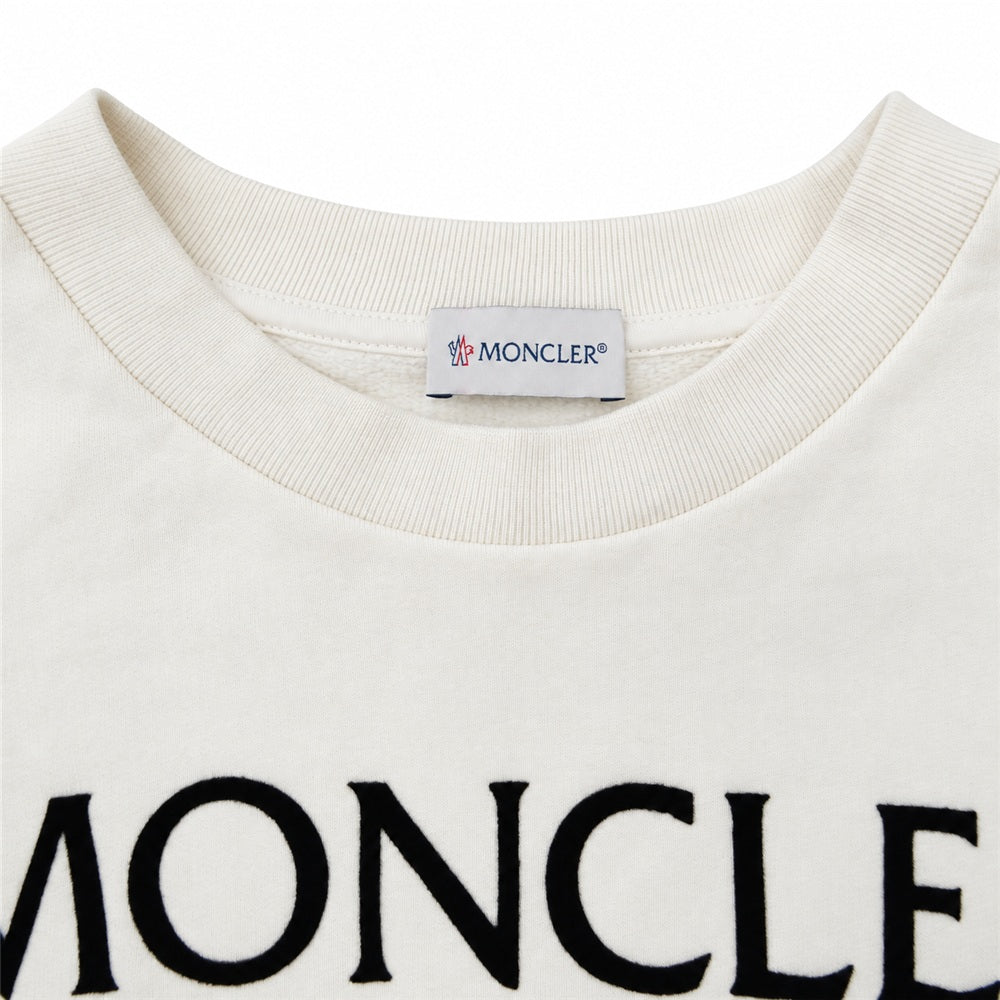 MONCLER モンクレール 21AW G20918G00048 MAGLIA GIROCOLLO フロント ロゴ クルーネック スウェット トレーナー ベージュ系 S【中古】