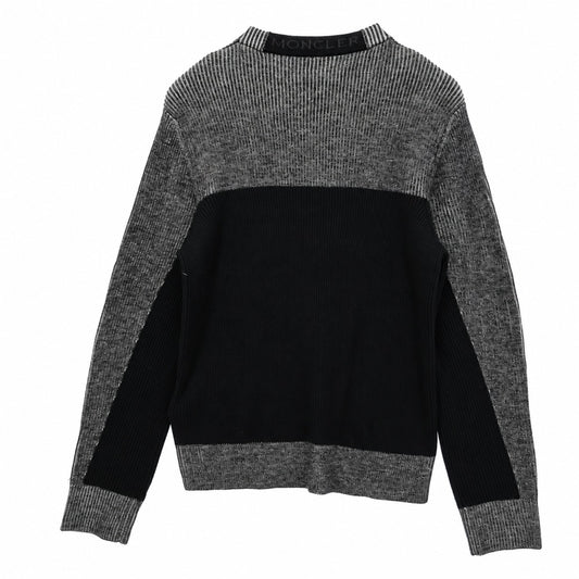 MONCLER モンクレール 22AW H20919C00003 Matt Black Girocollo Long Sleeve Pullover Sweater マットブラック ライン ロゴ リブ ニット セーター ブラック系 グレー系 M【中古】