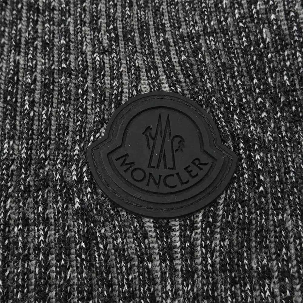 MONCLER モンクレール 22AW H20919C00003 Matt Black Girocollo Long Sleeve Pullover Sweater マットブラック ライン ロゴ リブ ニット セーター ブラック系 グレー系 M【中古】