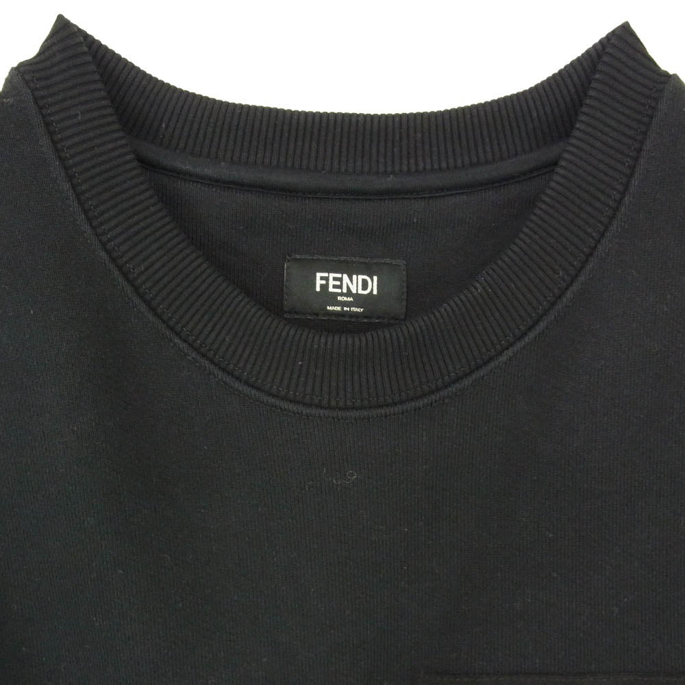 FENDI フェンディ FY3938 APN0 ズッカ柄 ポケット クルーネック スウェットトレーナー ブラック系 S【中古】