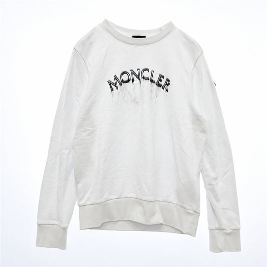 MONCLER モンクレール 24SS J10918G00004 Matt Black Lettering Logo SWEAT SHIRT マットブラック ライン ロゴ プリント プルオーバー スウェット ホワイト系 S【中古】