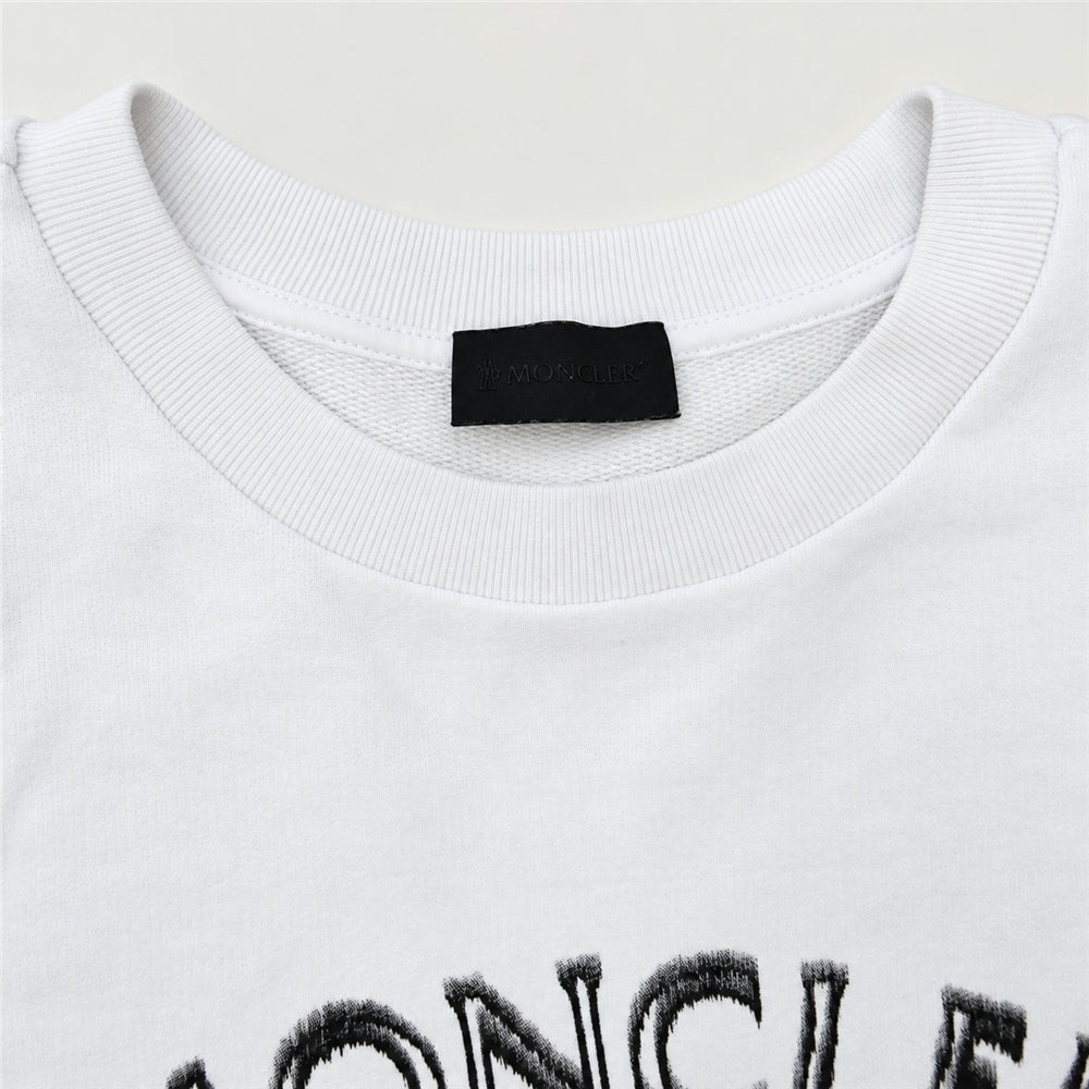 MONCLER モンクレール 24SS J10918G00004 Matt Black Lettering Logo SWEAT SHIRT マットブラック ライン ロゴ プリント プルオーバー スウェット ホワイト系 S【中古】