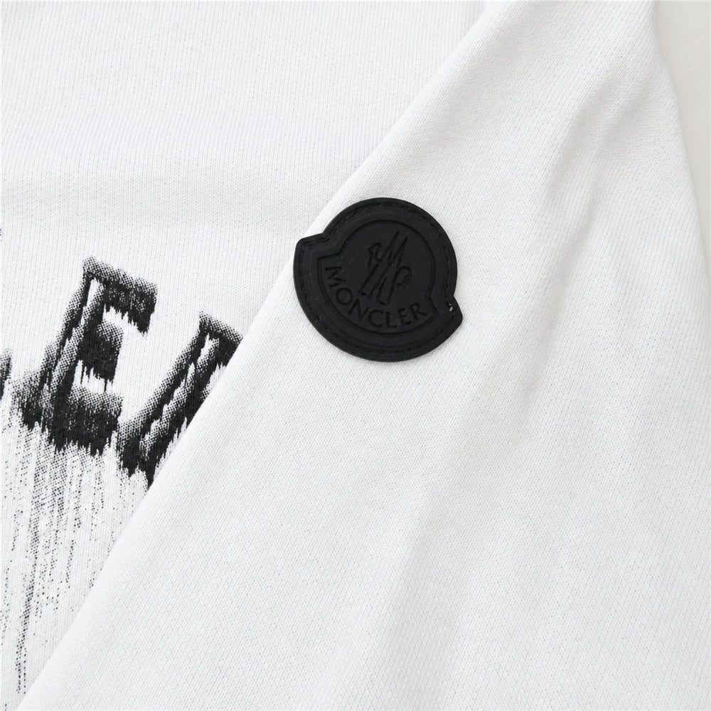MONCLER モンクレール 24SS J10918G00004 Matt Black Lettering Logo SWEAT SHIRT マットブラック ライン ロゴ プリント プルオーバー スウェット ホワイト系 S【中古】