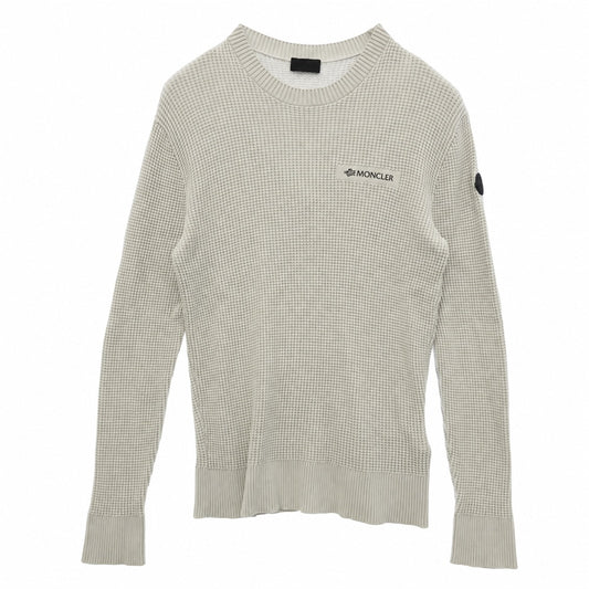 MONCLER モンクレール 23SS I20919C00007 Matt Black GIROCOLLO TRICOT マットブラック ライン ロゴ コットン クルーネック ニット セーター グレー系 S【中古】