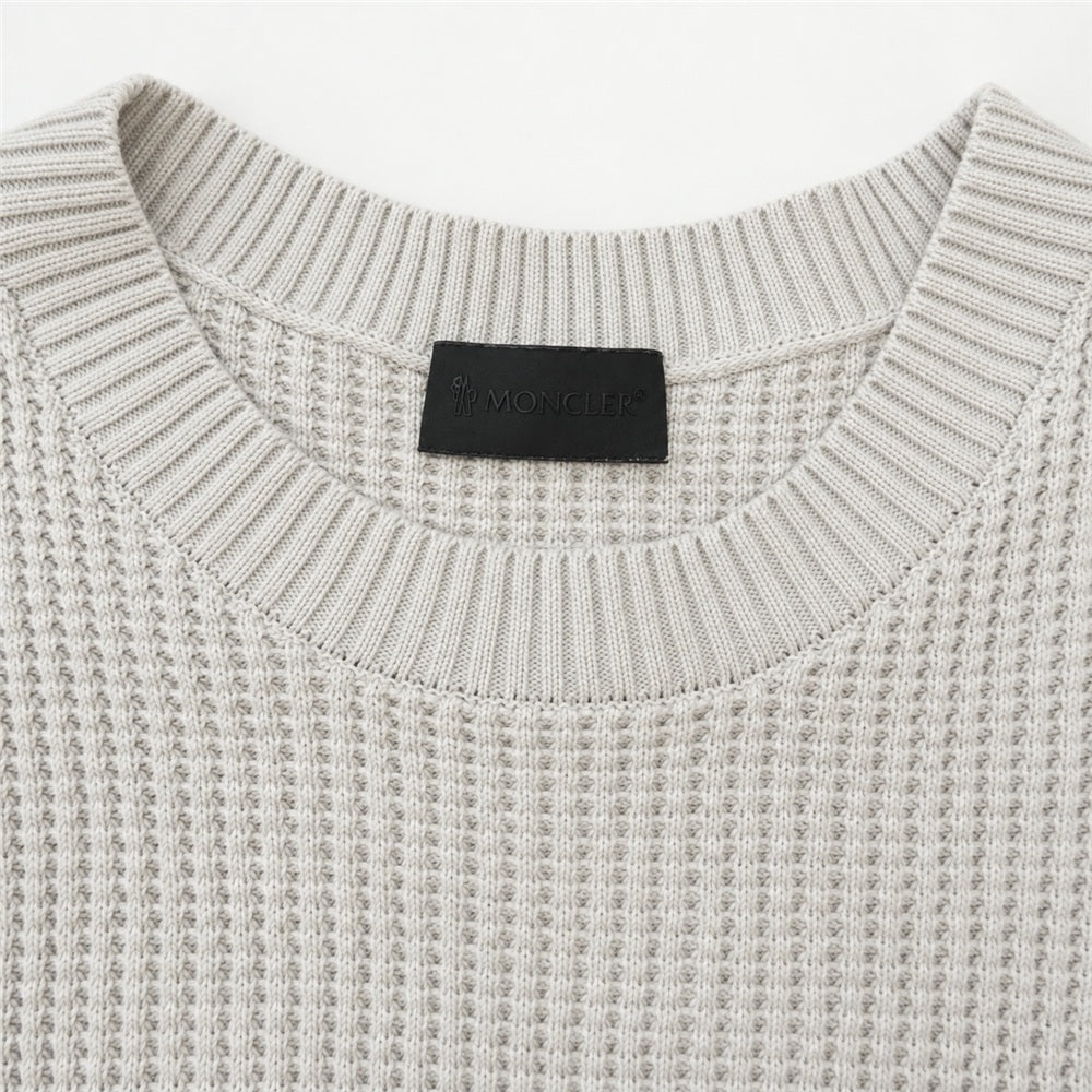 MONCLER モンクレール 23SS I20919C00007 Matt Black GIROCOLLO TRICOT マットブラック ライン ロゴ コットン クルーネック ニット セーター グレー系 S【中古】