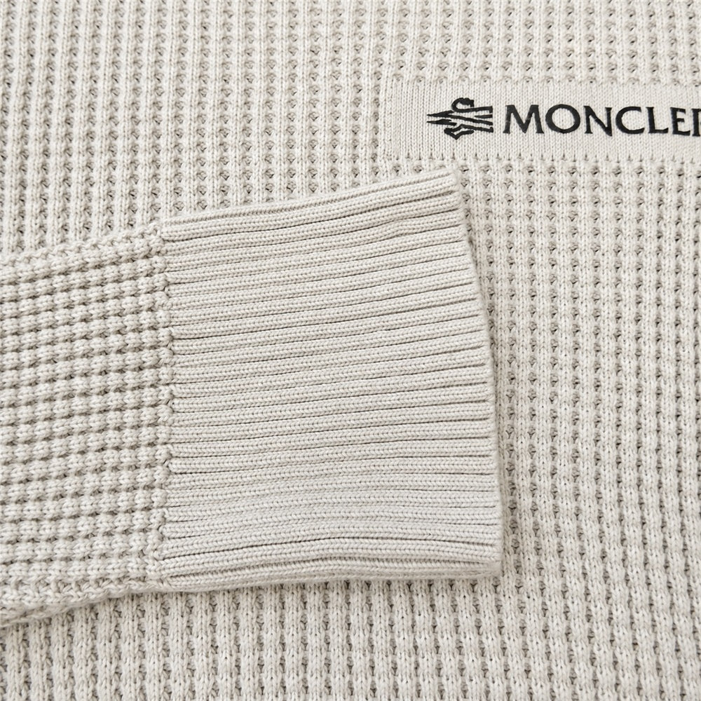 MONCLER モンクレール 23SS I20919C00007 Matt Black GIROCOLLO TRICOT マットブラック ライン ロゴ コットン クルーネック ニット セーター グレー系 S【中古】