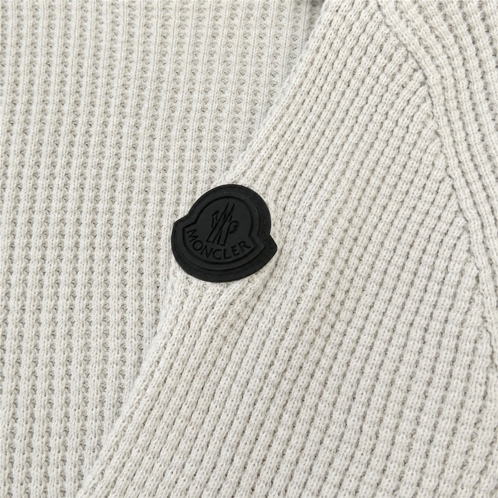 MONCLER モンクレール 23SS I20919C00007 Matt Black GIROCOLLO TRICOT マットブラック ライン ロゴ コットン クルーネック ニット セーター グレー系 S【中古】