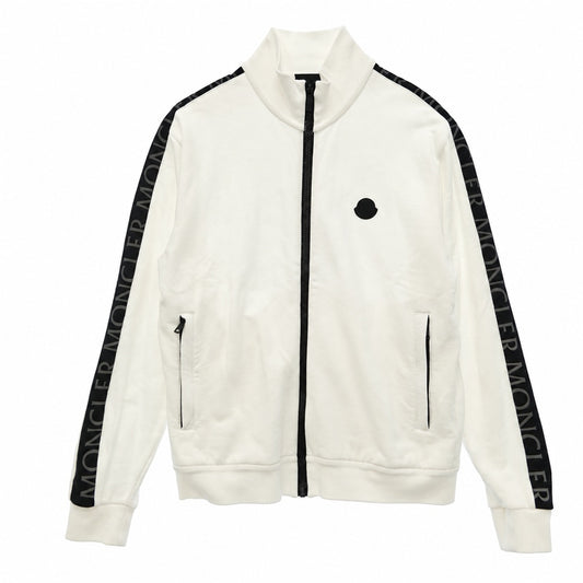 MONCLER モンクレール 22SS H10918G00033 ZIP UP CARDIGAN サイド ロゴ プリント ジップアップ カーディガン スウェット生地 ジャケット オフホワイト系 S【中古】