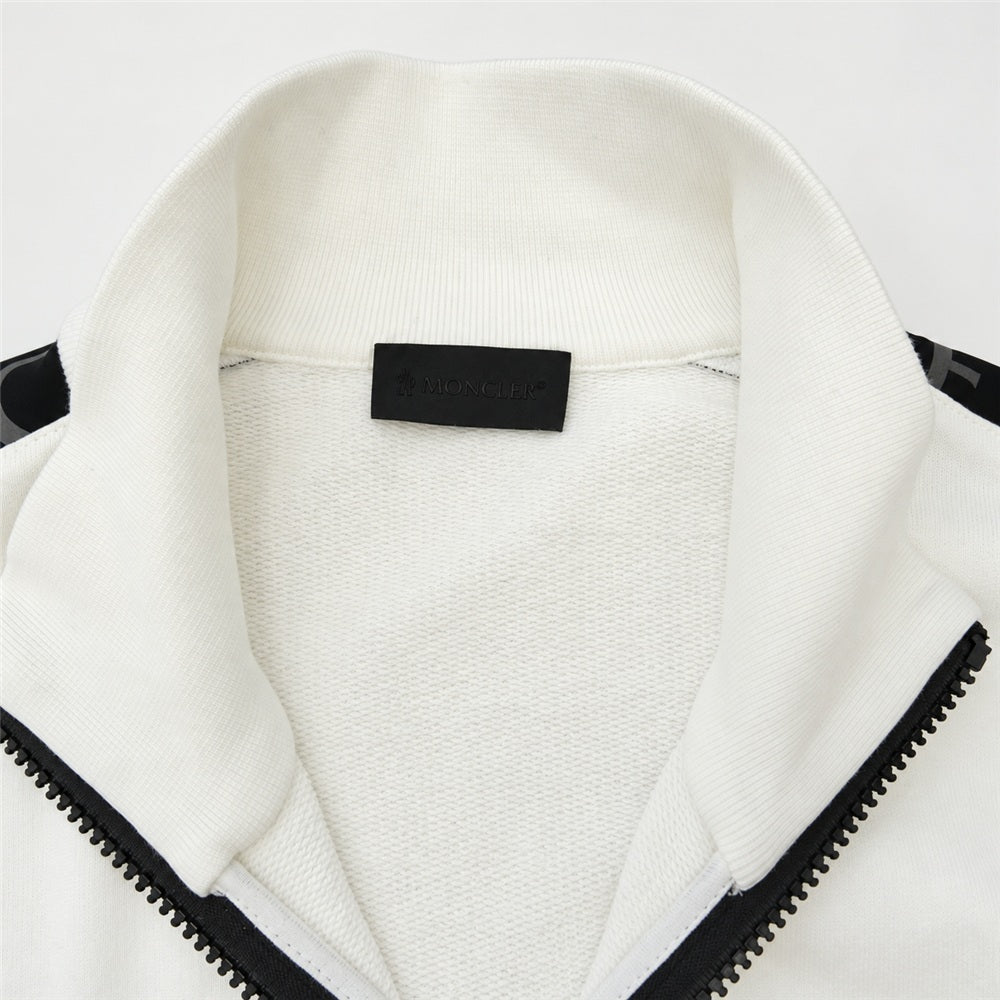 MONCLER モンクレール 22SS H10918G00033 ZIP UP CARDIGAN サイド ロゴ プリント ジップアップ カーディガン スウェット生地 ジャケット オフホワイト系 S【中古】