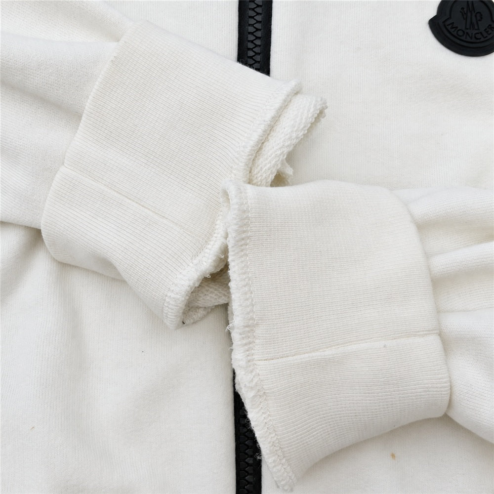 MONCLER モンクレール 22SS H10918G00033 ZIP UP CARDIGAN サイド ロゴ プリント ジップアップ カーディガン スウェット生地 ジャケット オフホワイト系 S【中古】