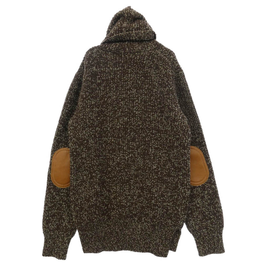 MONCLER モンクレール J20989F00003 GRENOBLE low gauge knit グルノーブル ロゴ ローゲージ タートルネック エルボーパッチ ニット セーター ブラウン系 M【中古】