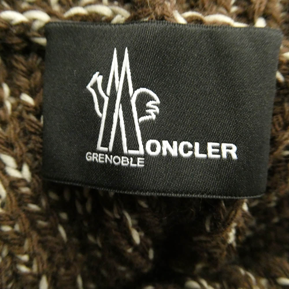 MONCLER モンクレール J20989F00003 GRENOBLE low gauge knit グルノーブル ロゴ ローゲージ タートルネック エルボーパッチ ニット セーター ブラウン系 M【中古】